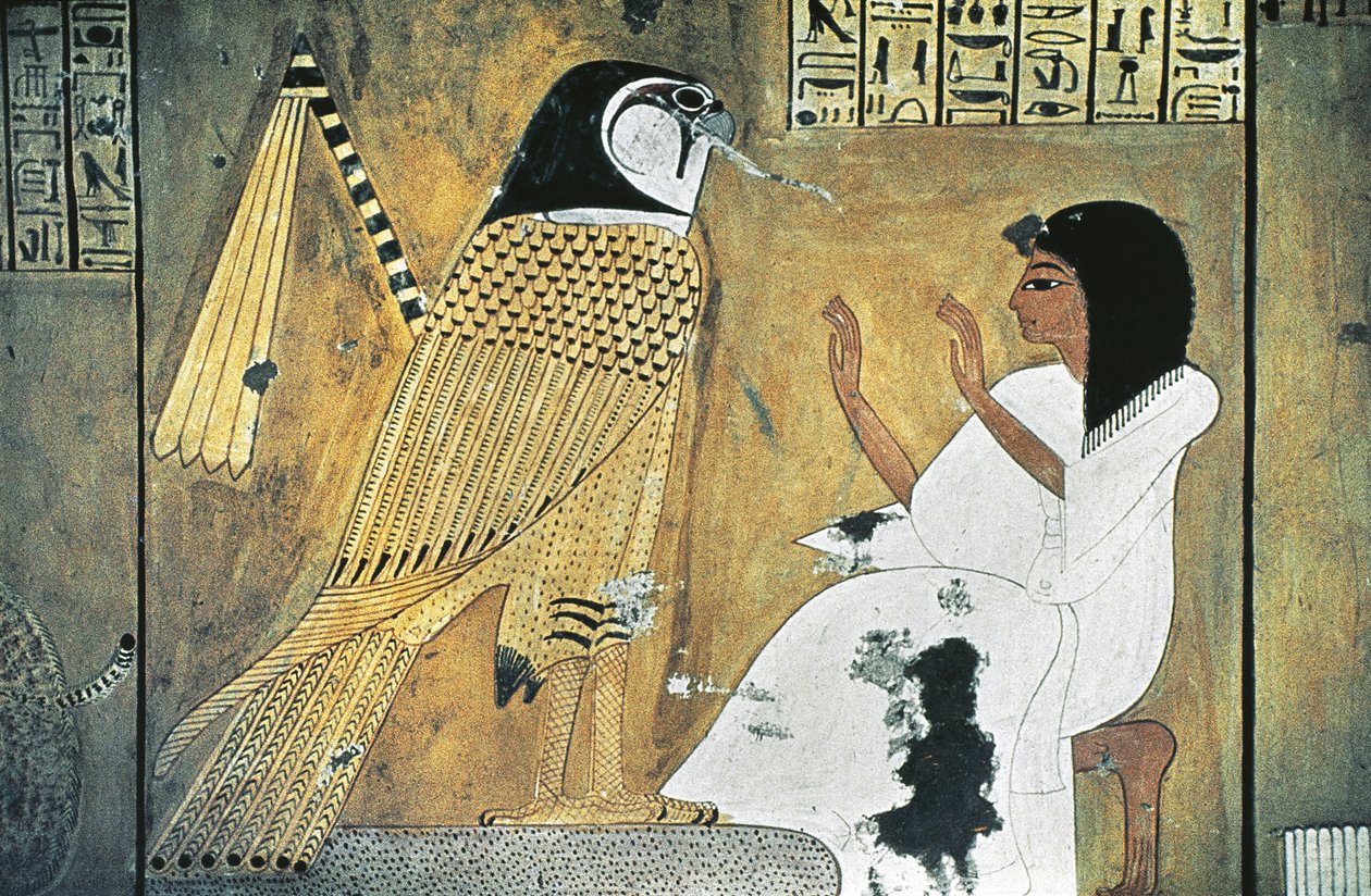 Affresco raffigurante scena dal Libro dei Morti, trasformazione in Falco Dorato da Egyptian 20th Dynasty