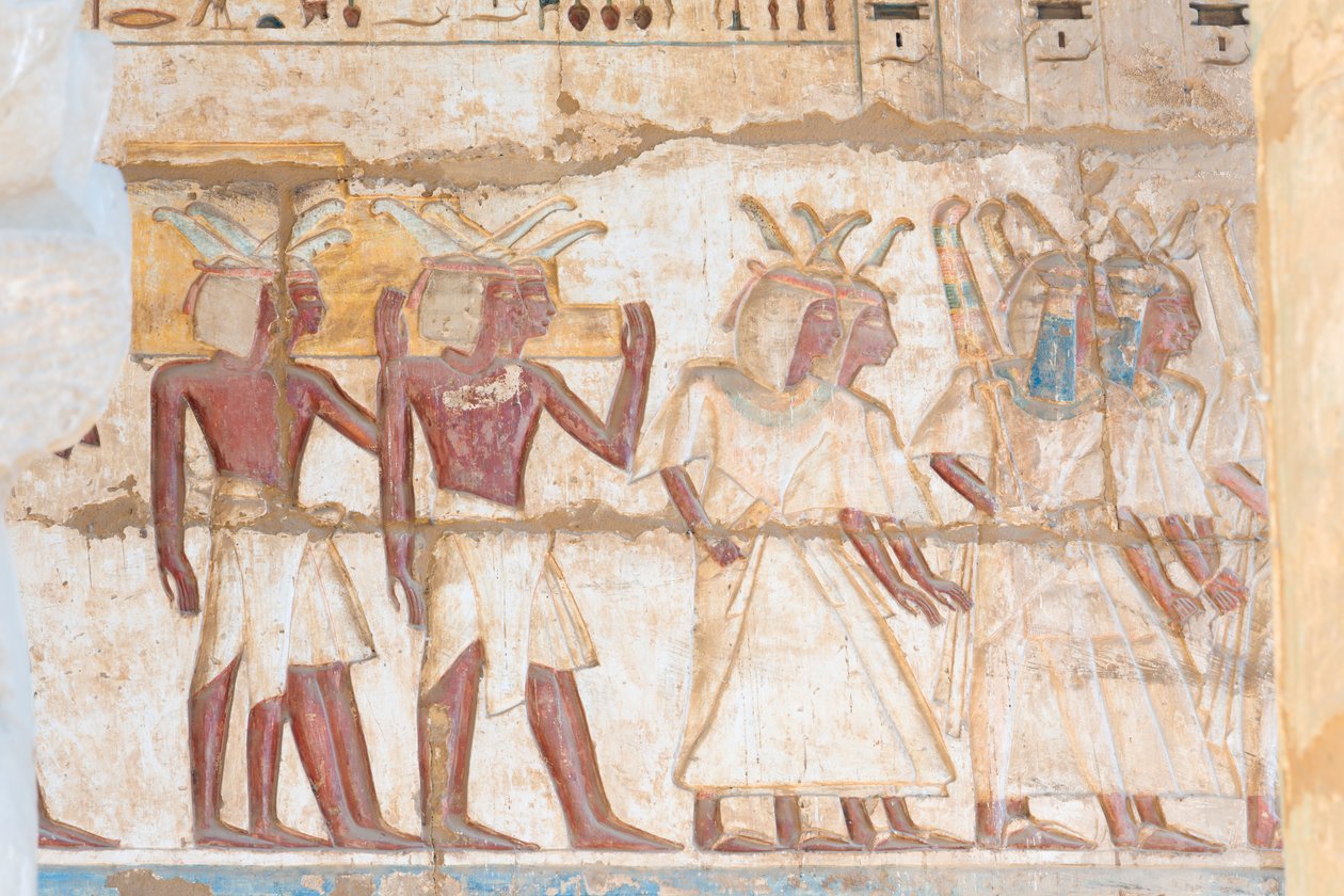 Immagine in rilievo dipinta sulla volta da Egyptian 20th Dynasty