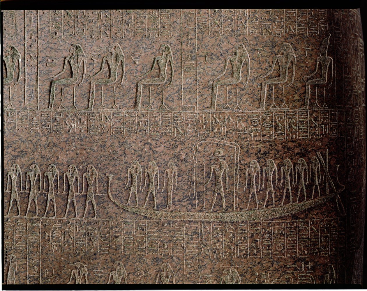 Rilievo raffigurante la barca funeraria, dettaglio del sarcofago di Ramses III, dalla Valle dei Re, Nuovo Regno da Egyptian 20th Dynasty