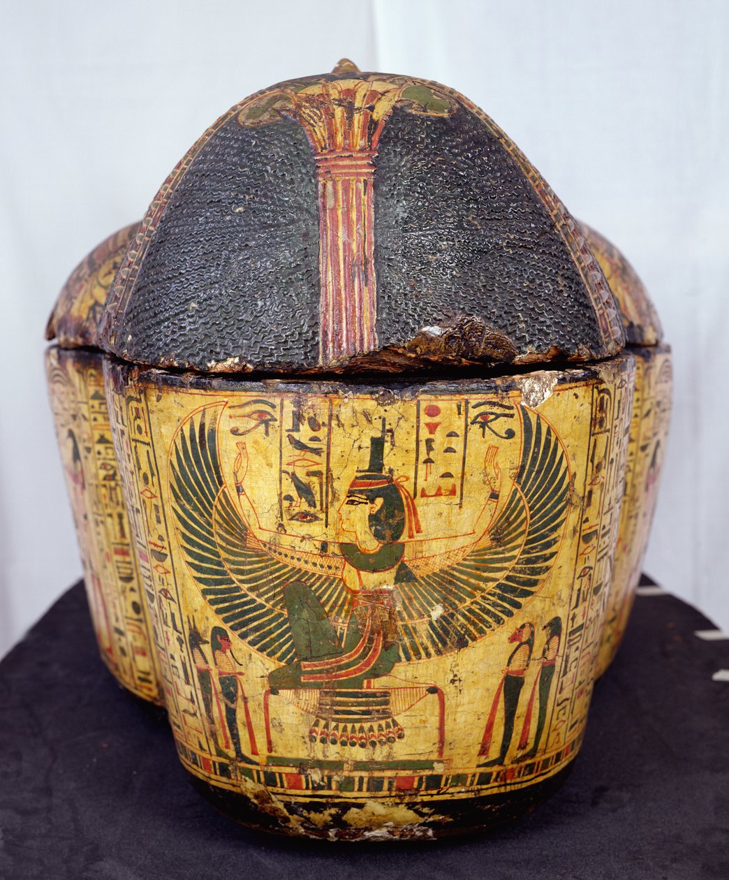 Estremità superiore della bara della mummia di Nesyamun, probabilmente trovata a Deir El-Bahri, Nuovo Regno, c.1100 a.C. (legno dipinto) da Egyptian 20th Dynasty