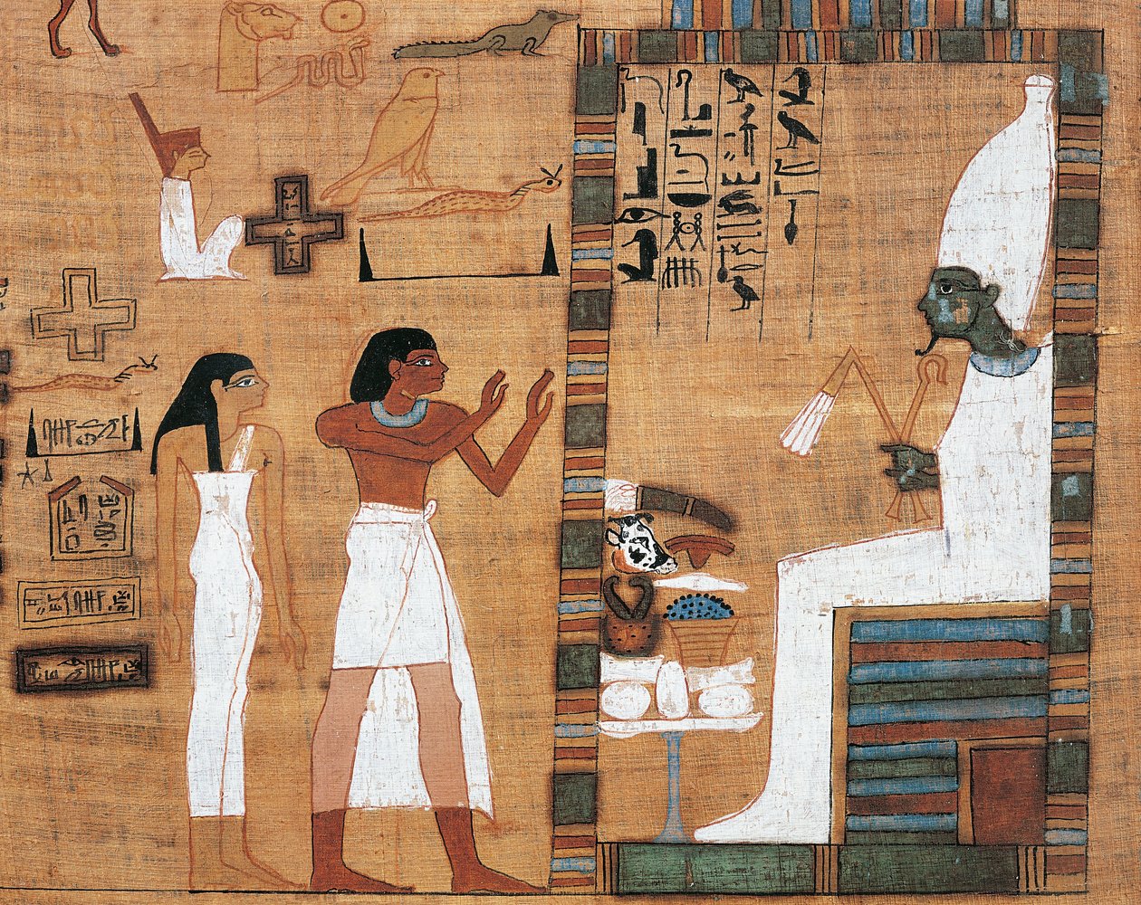 Papiro che raffigura marito e moglie davanti alla Corte di Osiride da Egyptian 21st Dynasty