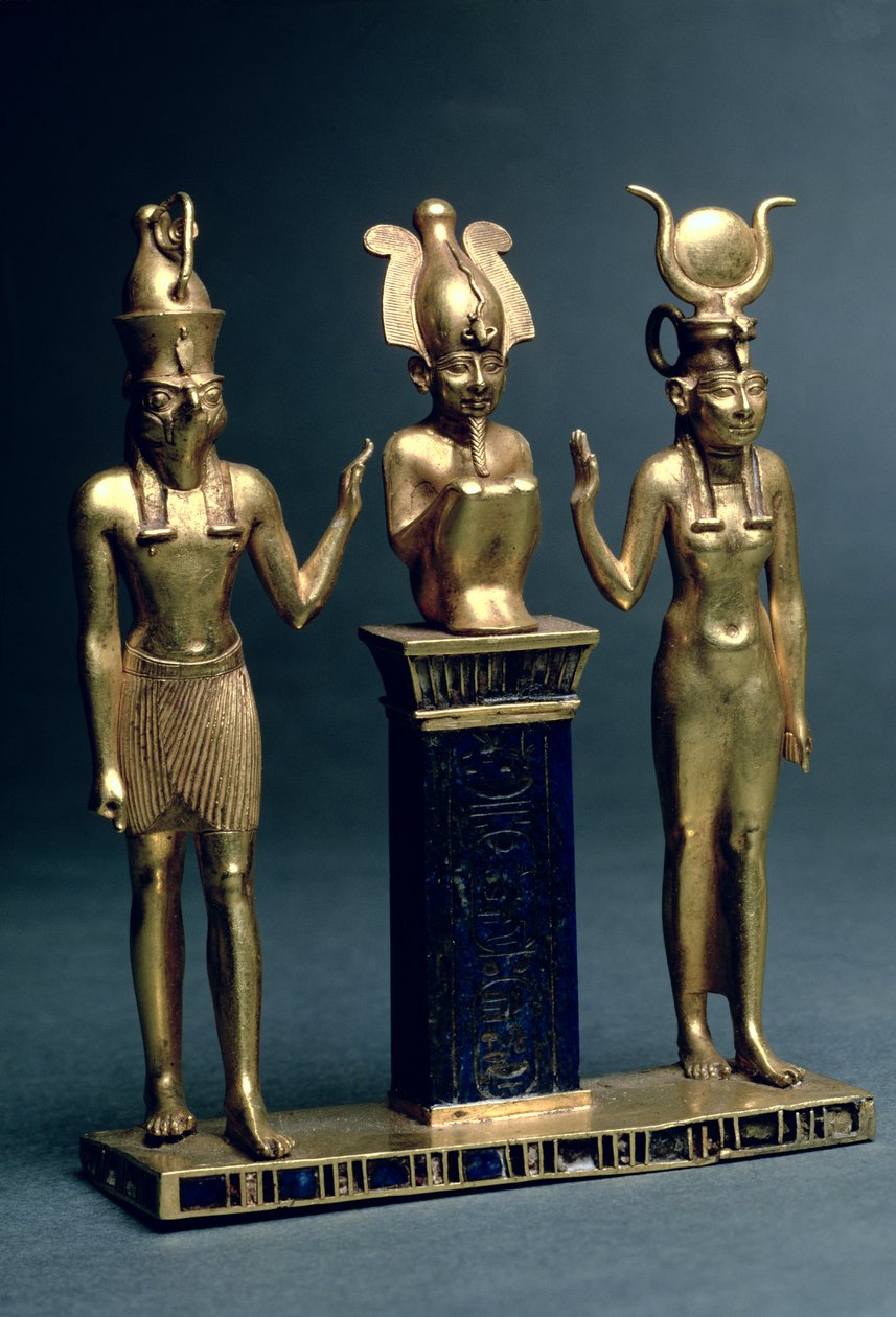 Triade di Osorkon II: Osiride fiancheggiato da Iside e Horus, Terzo Periodo Intermedio, c.874-850 a.C. da Egyptian 22nd Dynasty