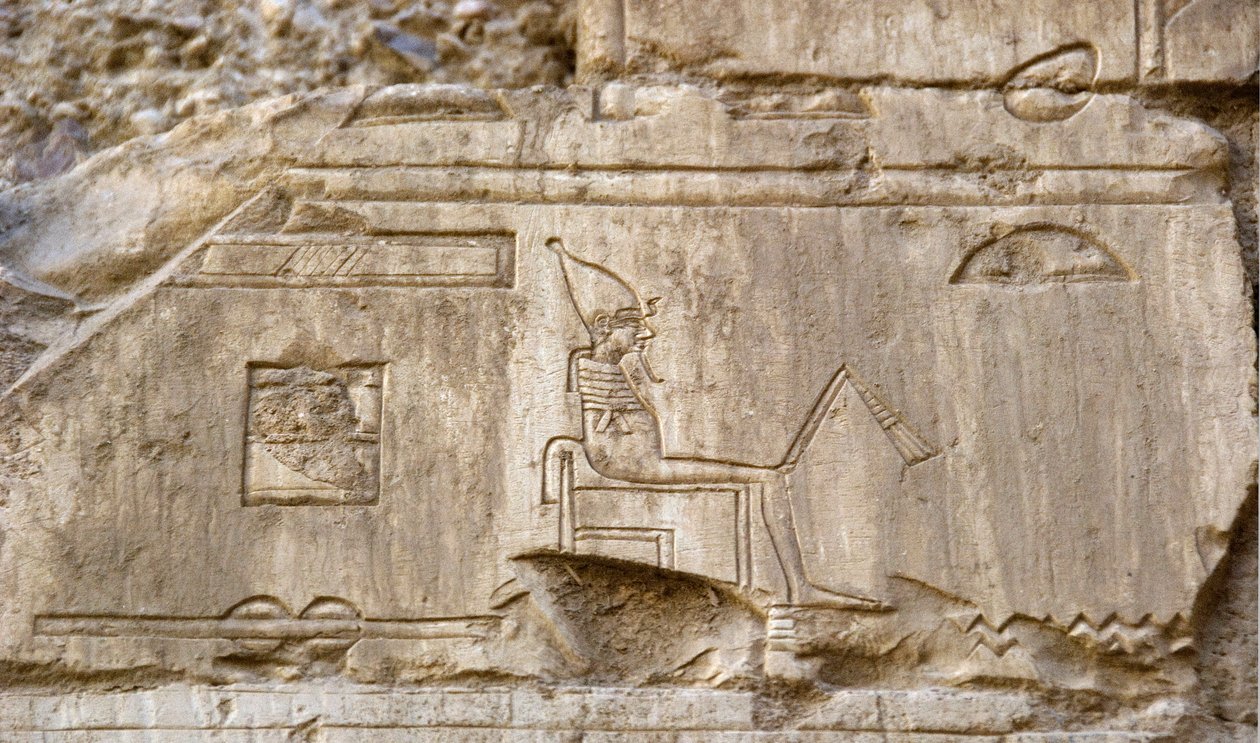 Antichità egizia: rilievo che rappresenta la divinità Osiride. Tomba di Ankh-Hor (XXVI dinastia), Luxor (Tebe), Egitto da Egyptian 26th Dynasty