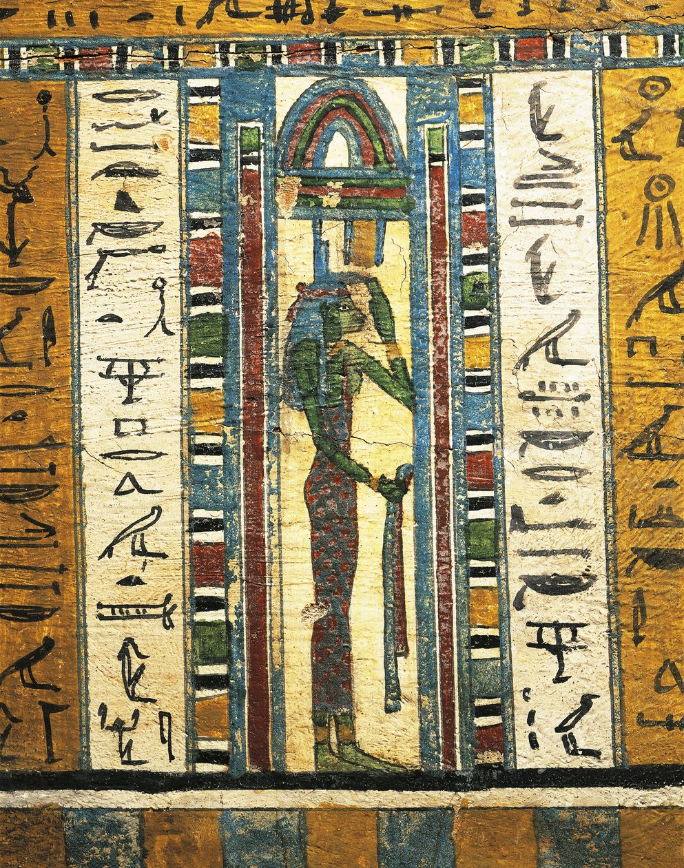 Pannello di legno intonacato e dipinto raffigurante la dea Iside, dal sarcofago di Usai, Tebe da Egyptian 26th Dynasty