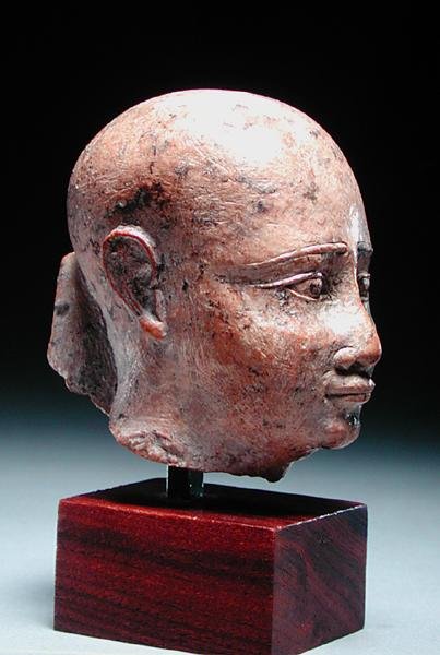 Testa maschile, c.350 a.C. (pietra calcarea) da Egyptian 30th Dynasty