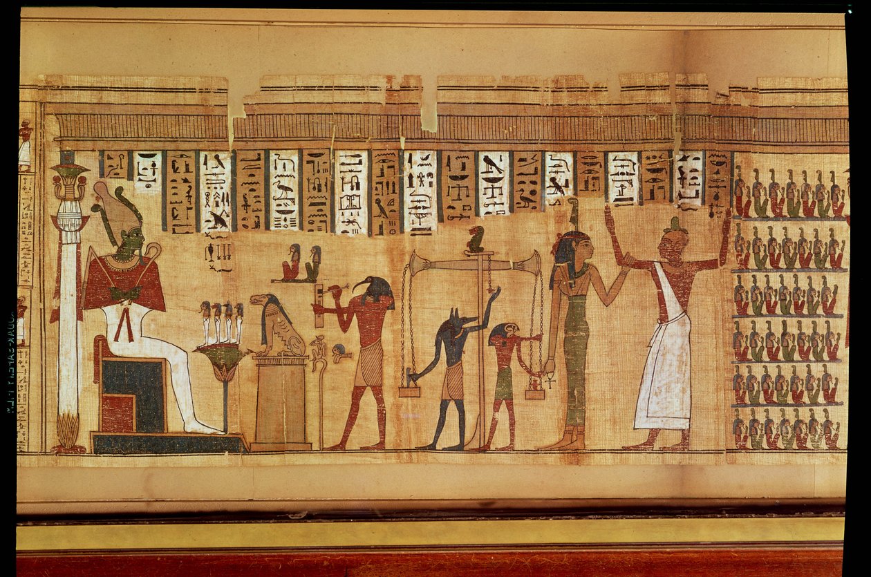 Il Giudizio di Osiride, dettaglio da un Libro dei Morti, Periodo Tardo (papiro) da Egyptian 30th Dynasty