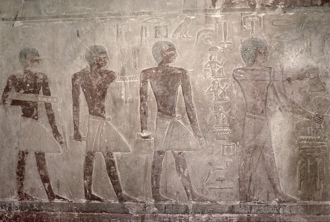 Artigiani dalla parete sud della Cappella Mastaba di Ti, Antico Regno da Egyptian 5th Dynasty
