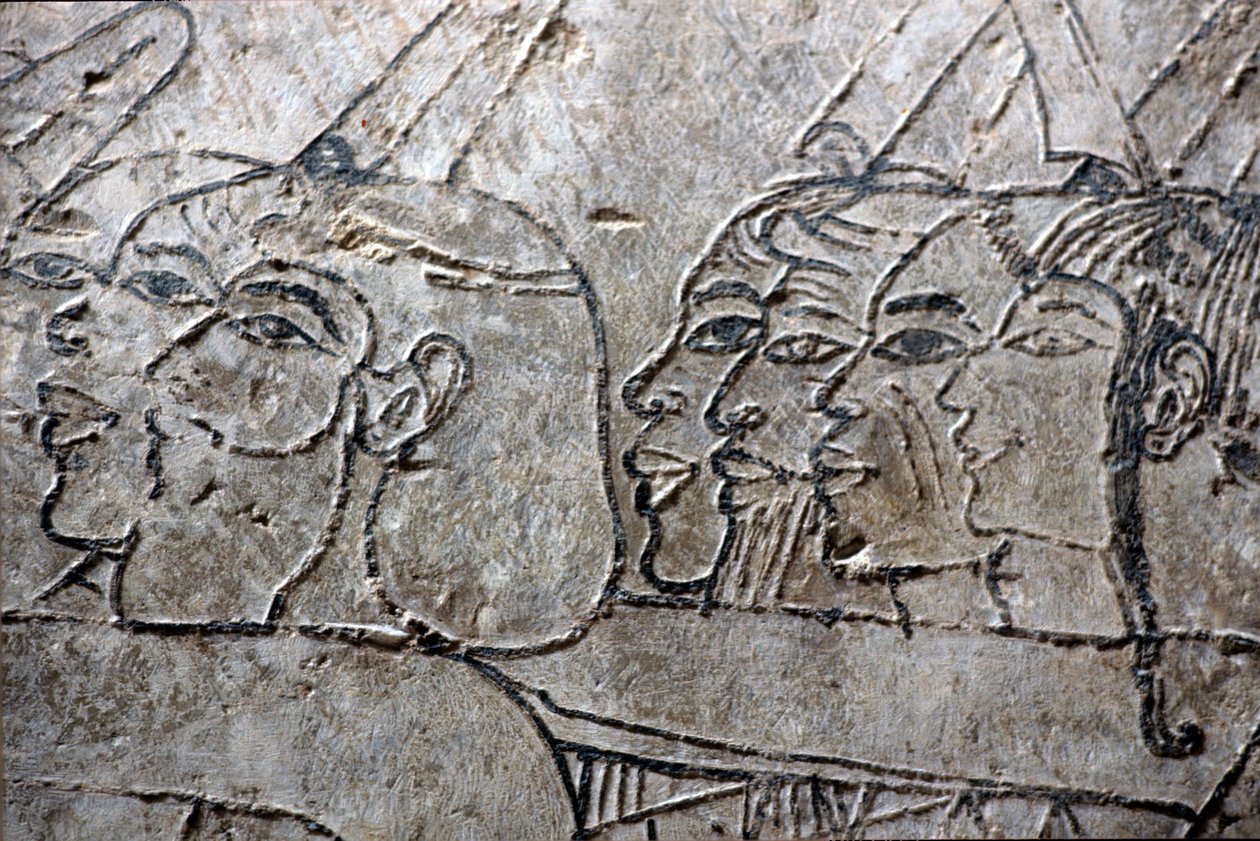 Antico Egitto, Pittura murale, Prigionieri asiatici, stile Amarna, Tomba di Ramose, Valle dei Nobili, Tebe da Egyptian Egyptian