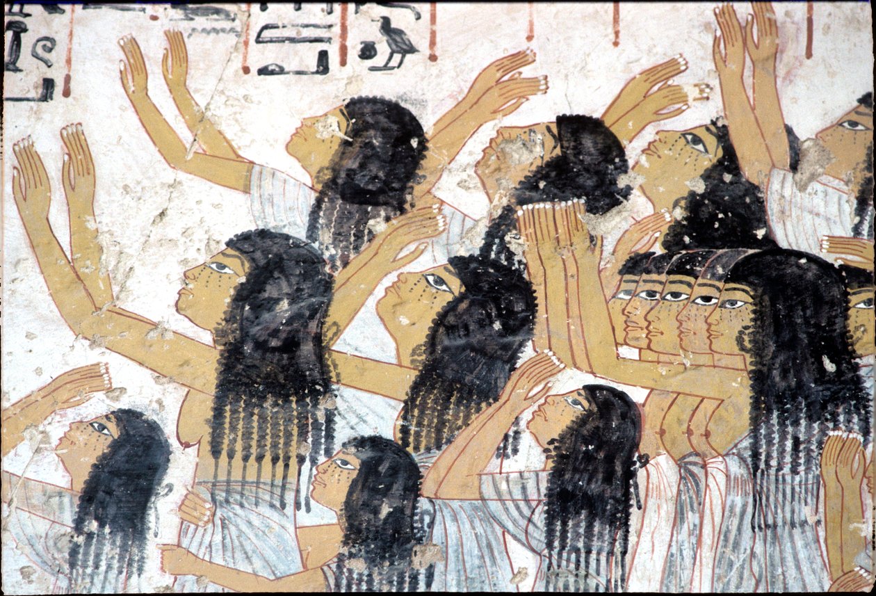 Antico Egitto, Pittura murale, Donne in lutto in una processione funebre, Tomba di Ramose, Tebe da Egyptian Egyptian