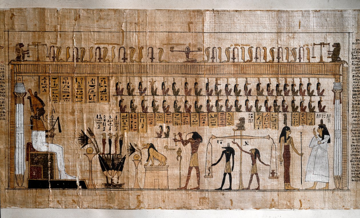 Antichità egizia: la pesatura delle anime (psicostasia). Papiro di un Libro dei Morti. Torino, Museo Egizio da Egyptian Egyptian