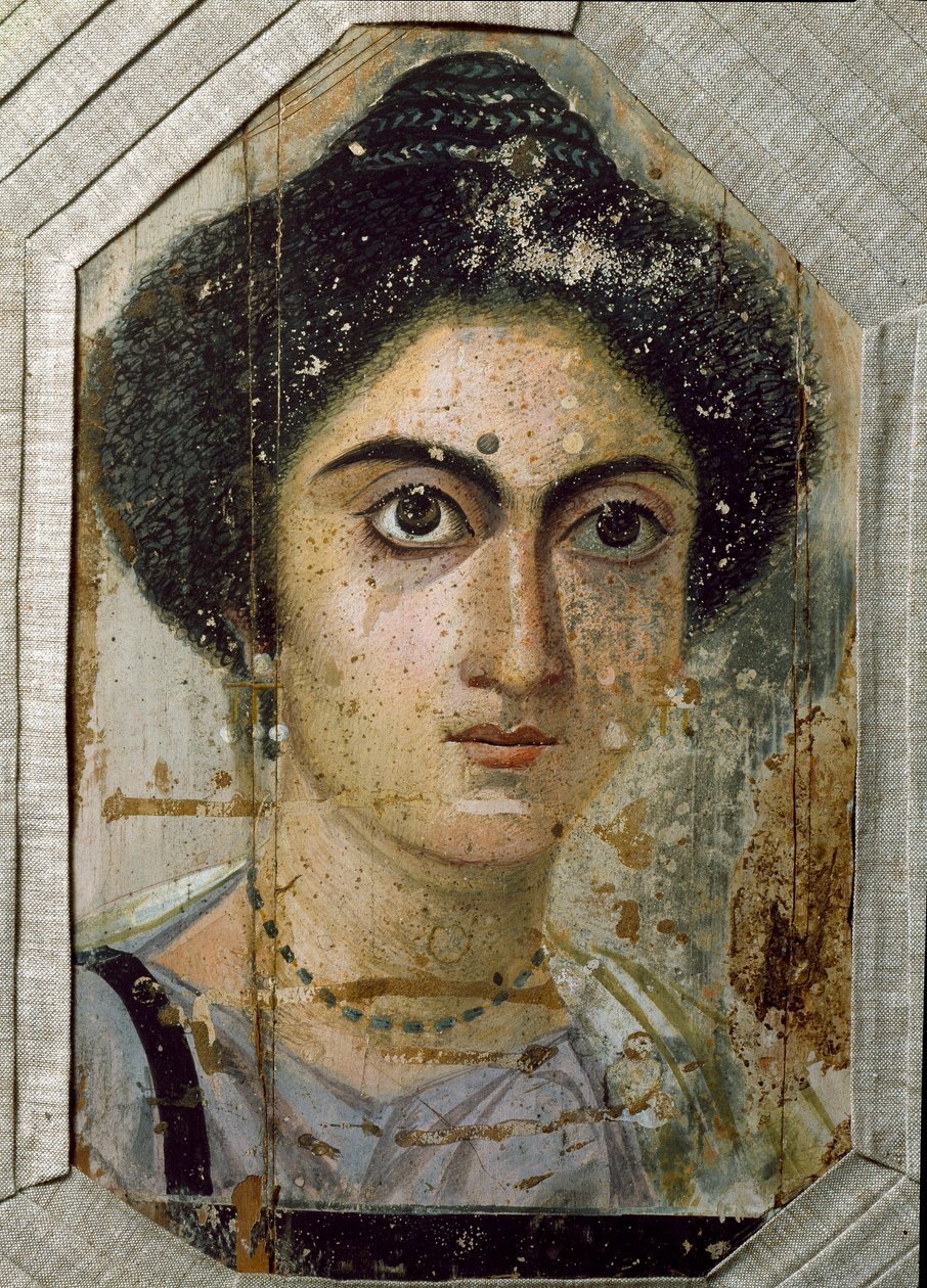Antichità egizia: ritratto funerario di una donna. Pittura su legno. Fine del II secolo. Da Fayum in Egitto da Egyptian School