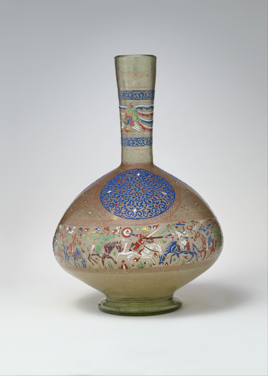 Bottiglia smaltata e dorata, c.1270-99 (vetro) da Egyptian School