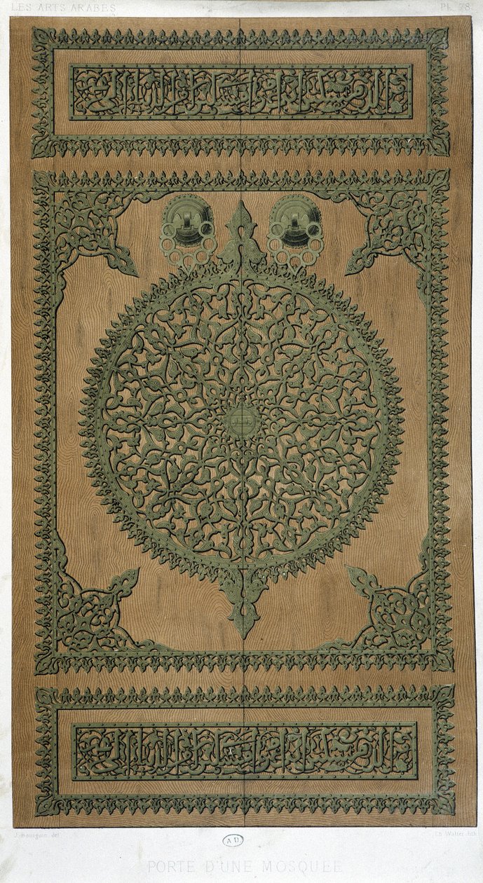 Porta in legno e metallo di una moschea al Cairo da Egyptian School