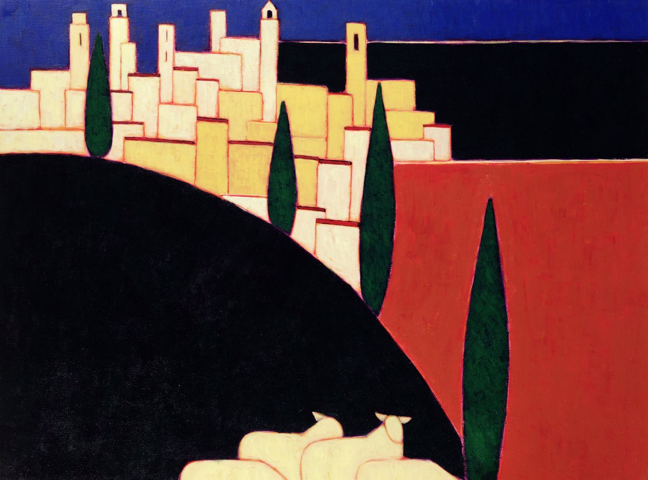 San Gimignano con Pecore, 1999 da Eithne Contemporary Artist Donne