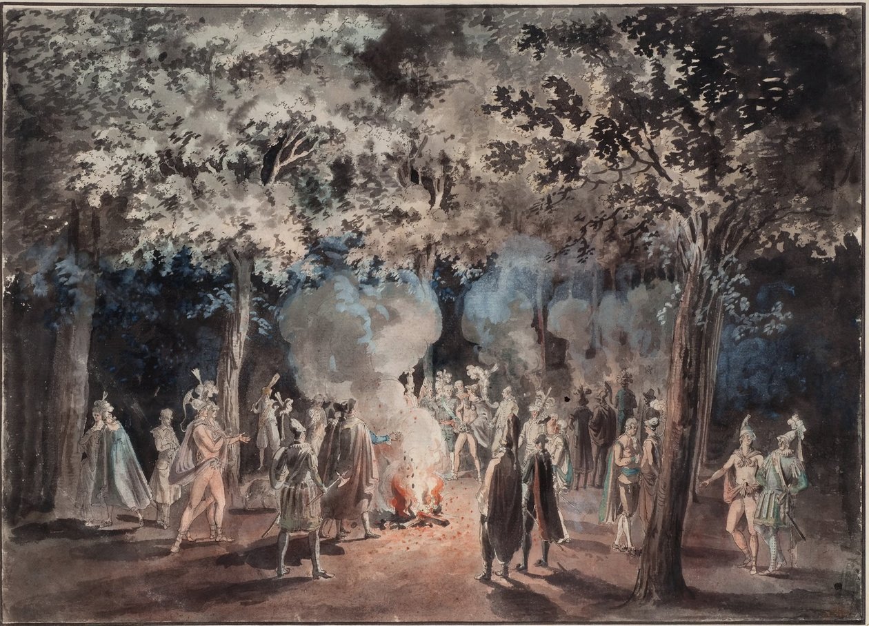Passeggiata presso i fuochi nel parco di Drottningholm 1785 da Elias Martin