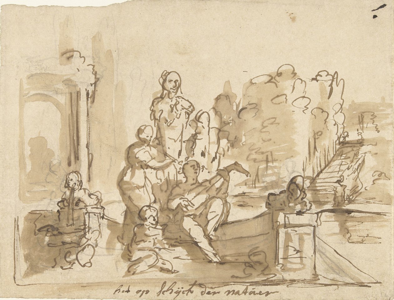 Allegoria con figure che suonano in un giardino da Elias van Nijmegen