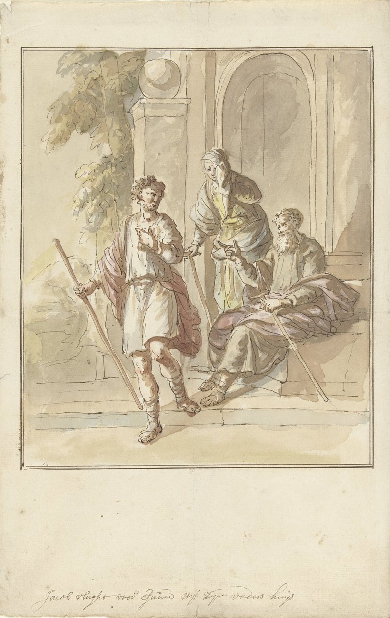 Giacobbe fugge dalla casa paterna da Elias van Nijmegen