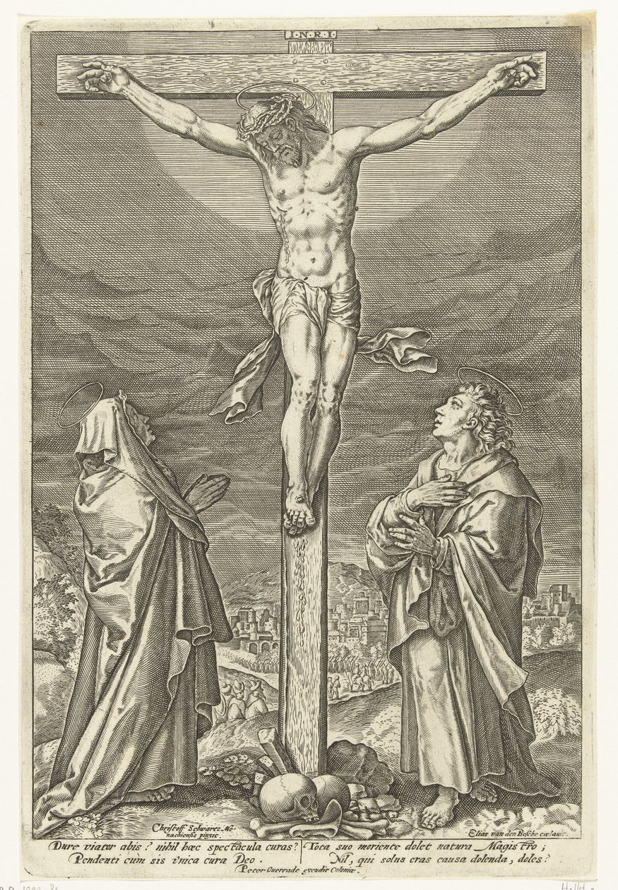 Cristo sulla croce, con Maria e Giovanni Battista (serie: Passione di Cristo) da Elias van den Bossche
