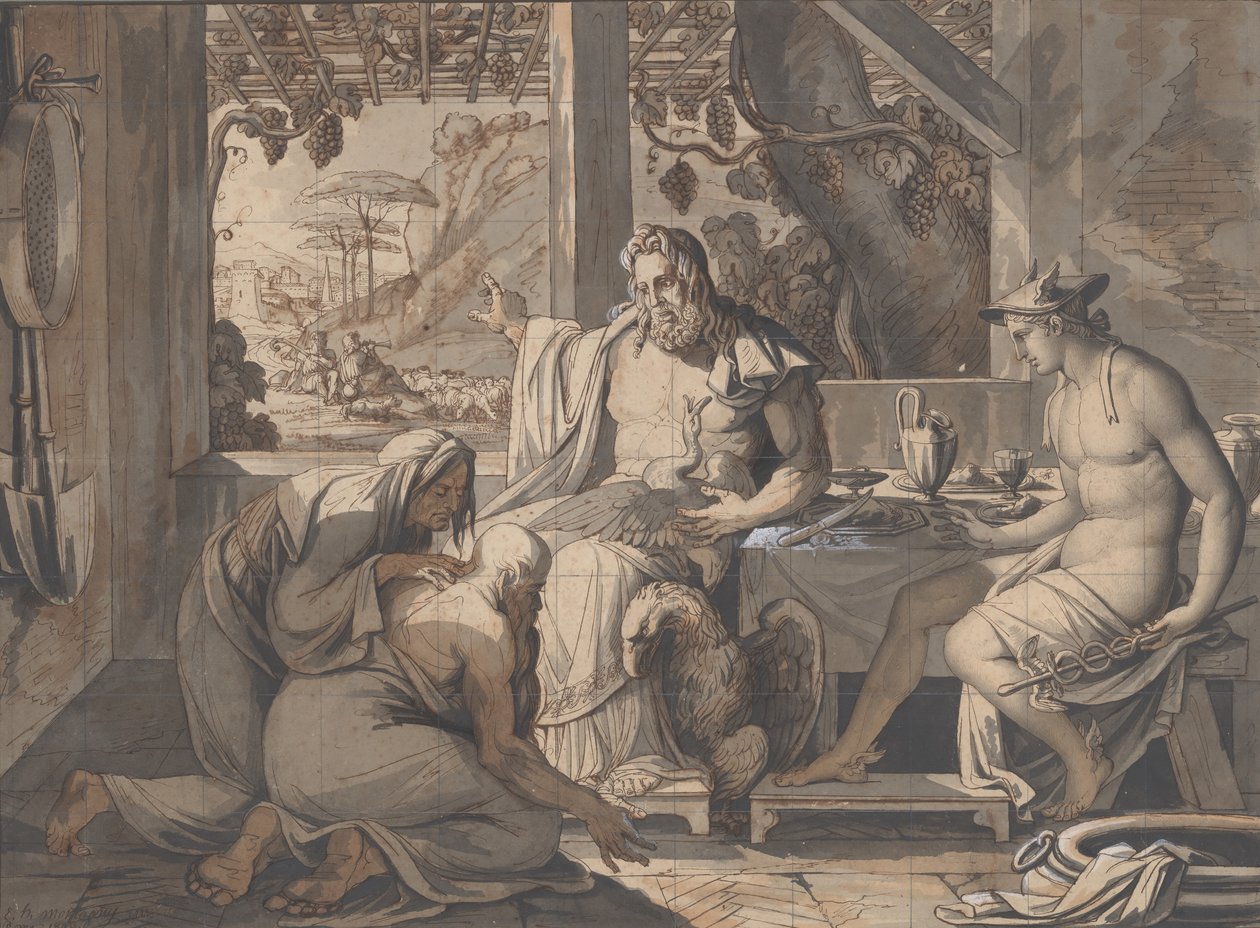 Giove e Mercurio si rivelano a Filemone e Bauci, 1809 da Elie Honore Montagny