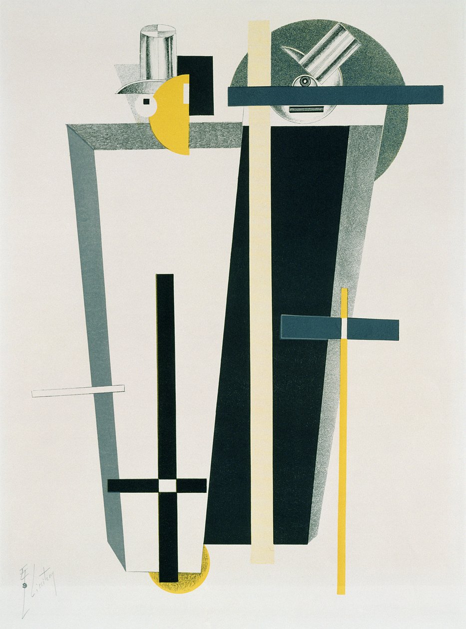 Composizione astratta in grigio, giallo e nero da Eliezer Markowich Lissitzky