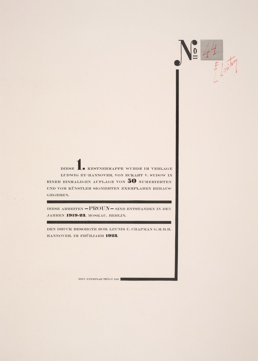 Pagina del titolo da Eliezer Markowich Lissitzky