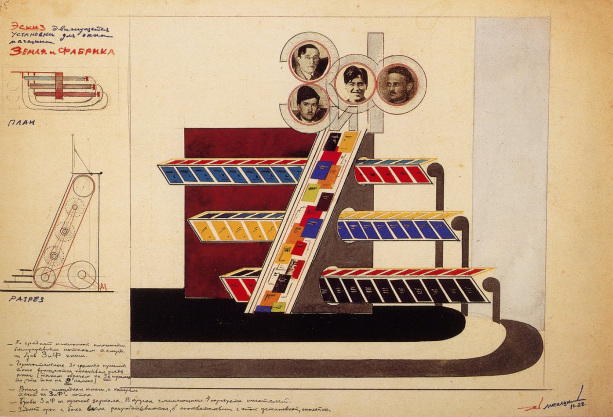 Espositore Mobile per la Vetrina della Libreria Land and Factory da Eliezer Markowich Lissitzky
