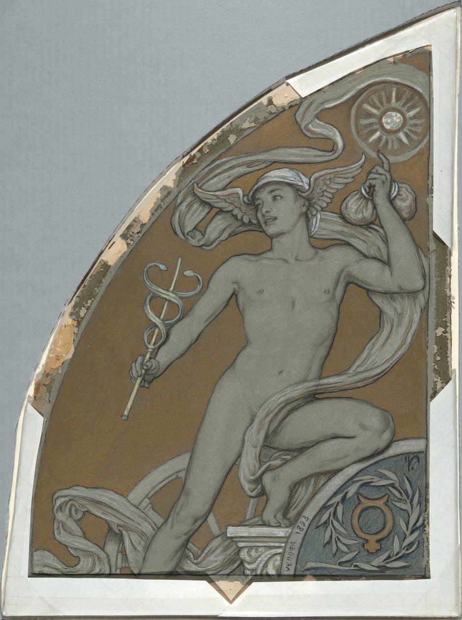 Cartone per Mercurio, da sessanta studi per il soffitto di Huntington (1926.80) da Elihu Vedder