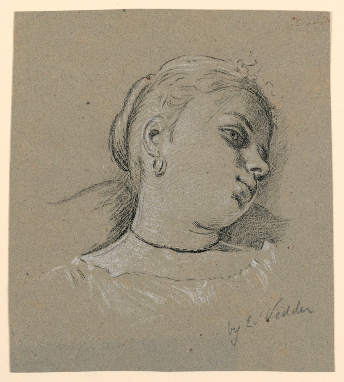 Disegno, Testa di ragazza italiana, 1885 ca. da Elihu Vedder