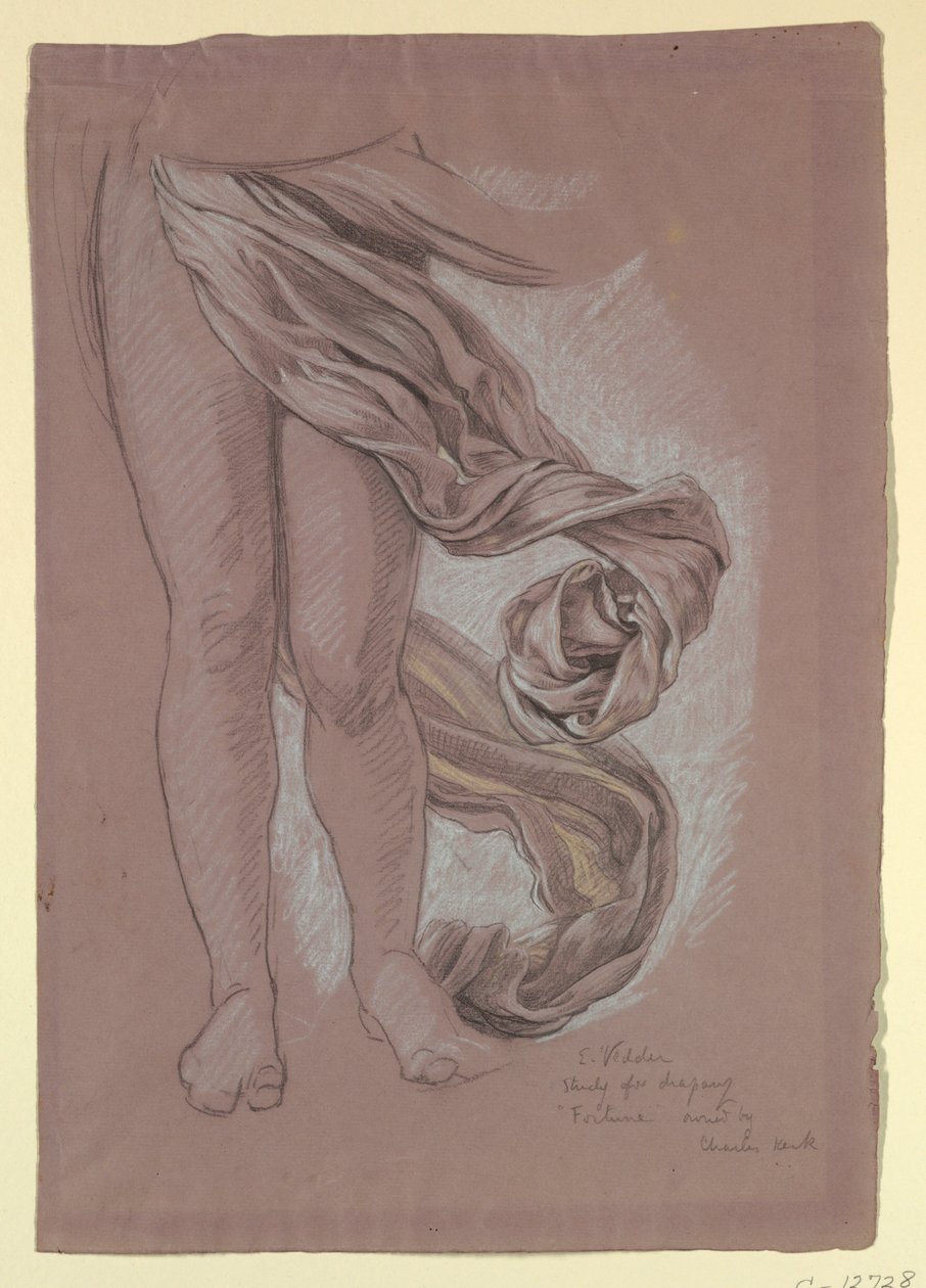Disegno, studio del panneggio della "Fortuna", 1877 ca. da Elihu Vedder