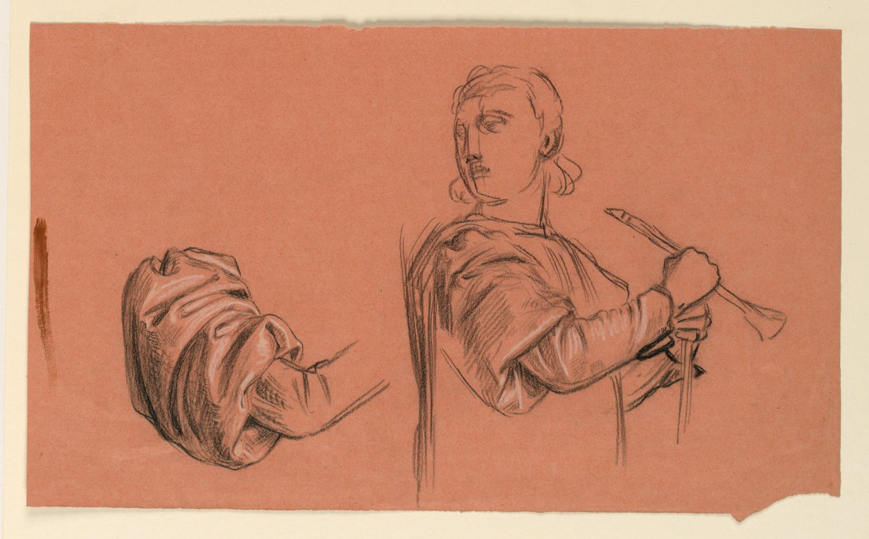 Disegno, dettagli di uno studio di figura, 1885 ca. da Elihu Vedder