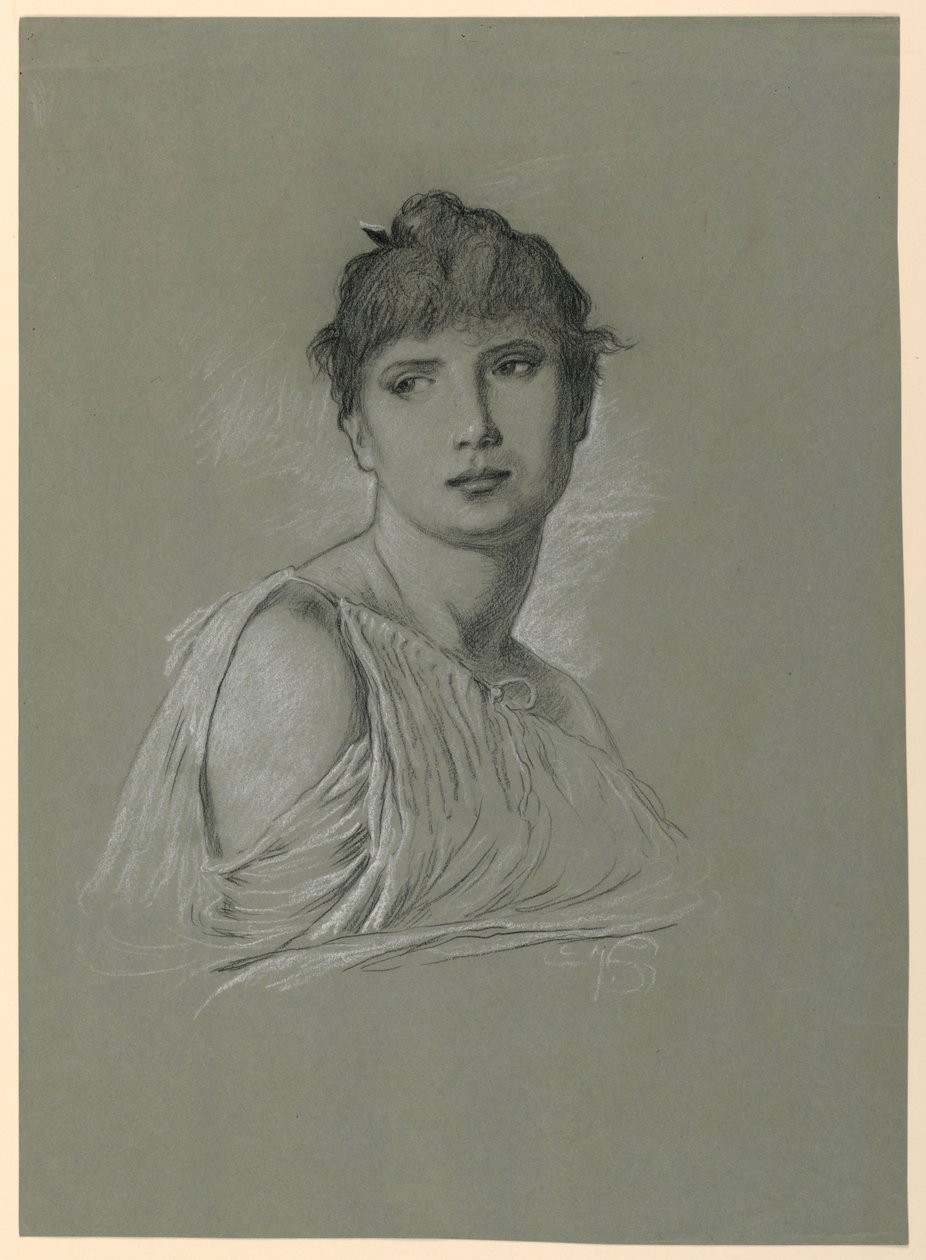 Schizzo di ritratto di una giovane donna da Elihu Vedder