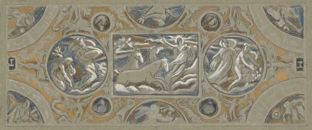 Studio preliminare per il soffitto della Huntington House, da 60 studi per il soffitto della Huntington da Elihu Vedder