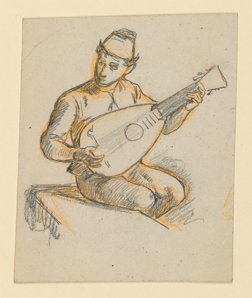 Ragazzo seduto che suona un liuto da Elihu Vedder
