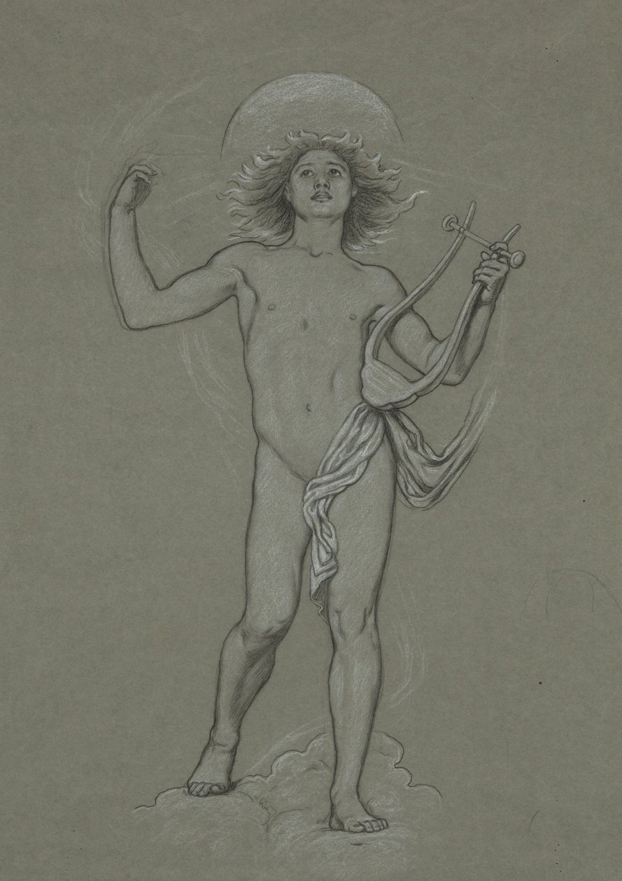 Studio per figura di Apollo, dai 60 studi per il soffitto di Huntington da Elihu Vedder