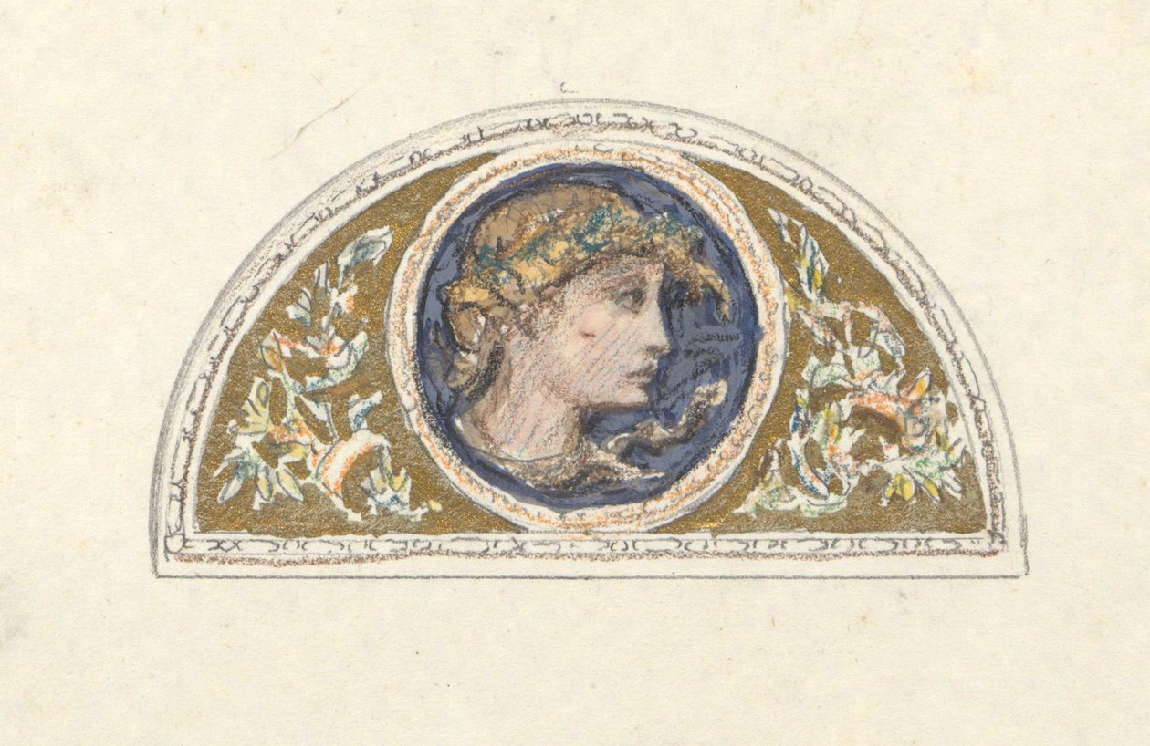 Studio per lunetta con testa femminile da Elihu Vedder