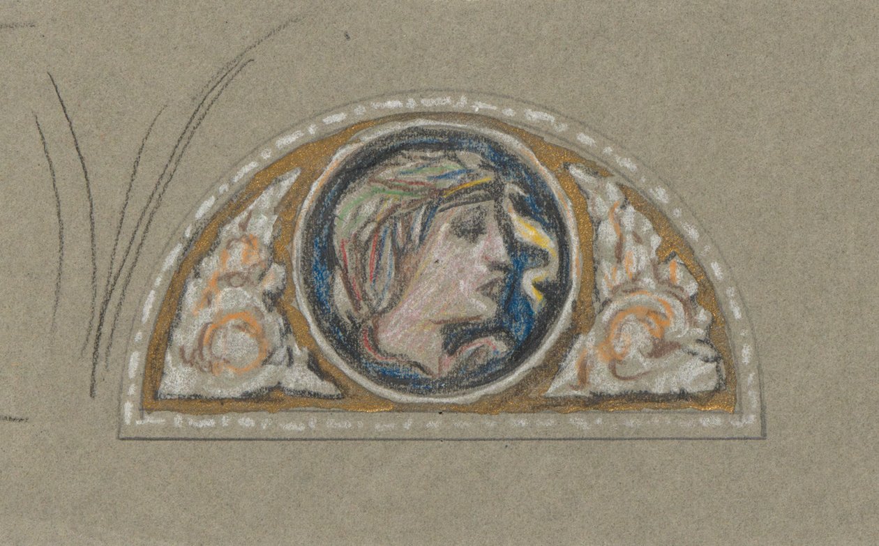 Studio per lunetta con testa femminile da Elihu Vedder