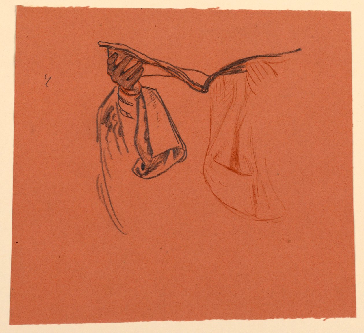 Studio per mani che tengono un libro aperto con drappeggio di abbigliamento da Elihu Vedder