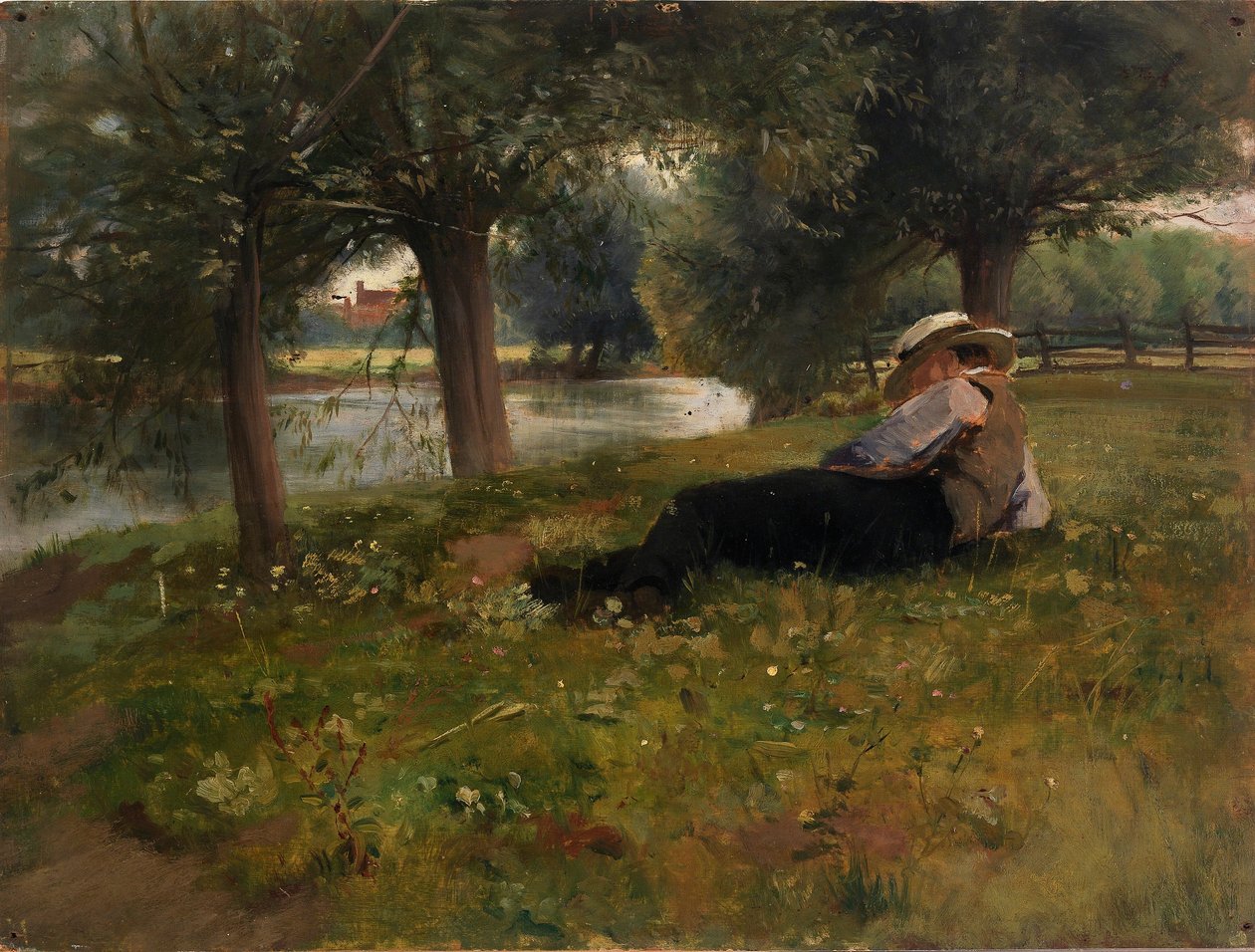 Uomo sdraiato accanto a un ruscello da Eliphalet Fraser Andrews