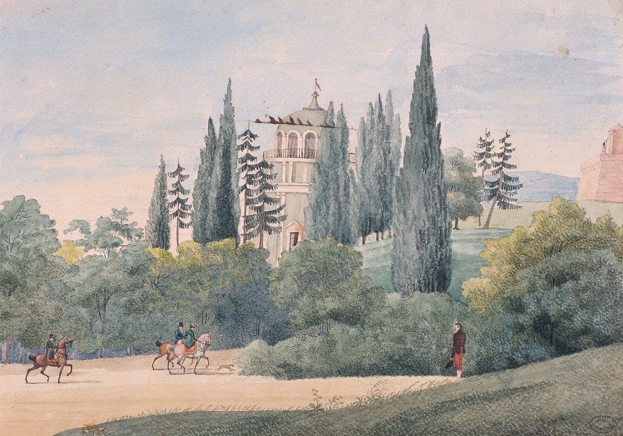 Cavalieri in un paesaggio italiano da Elisa Bonaparte