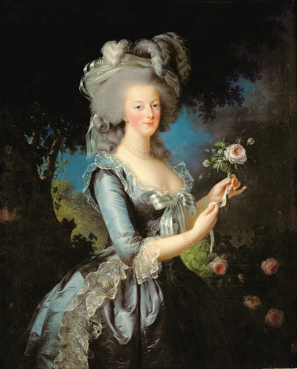 Maria Antonietta con una rosa da Elisabeth Louise Vigee-Lebrun