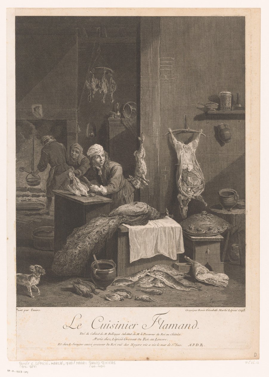 Scena di cucina con personale che prepara il pasto da Élisabeth Lépicié