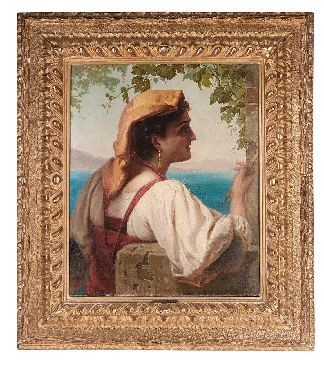 Una fanciulla italiana che ripara le reti sulla Baia di Napoli, 1872 da Elisabeth Maria Anna Jerichau Baumann