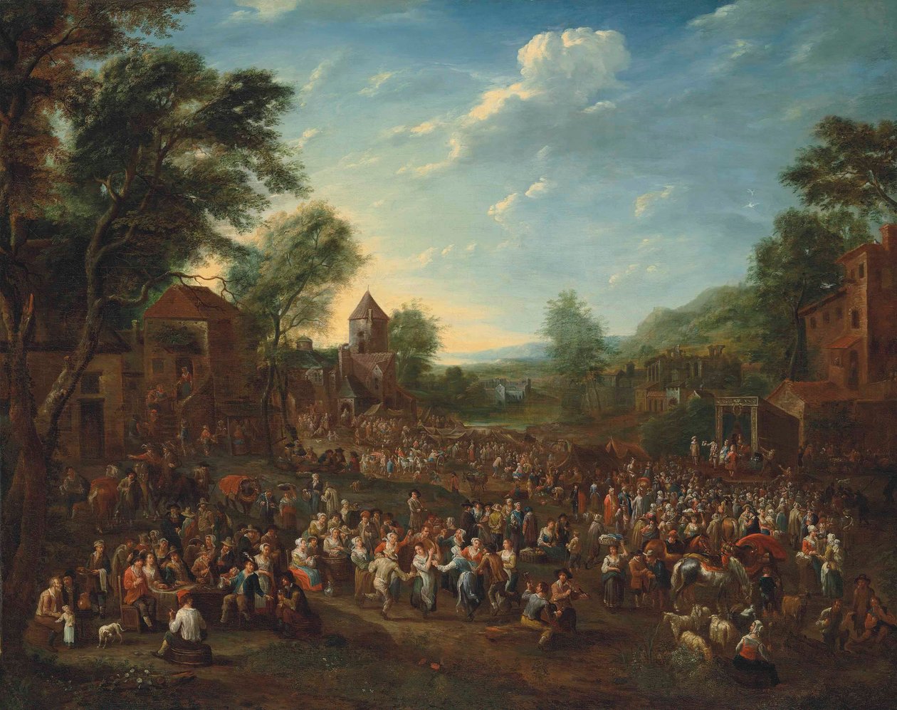 Una kermesse di paese, con i partecipanti che ballano e fanno baldoria da Elisabeth Seldron