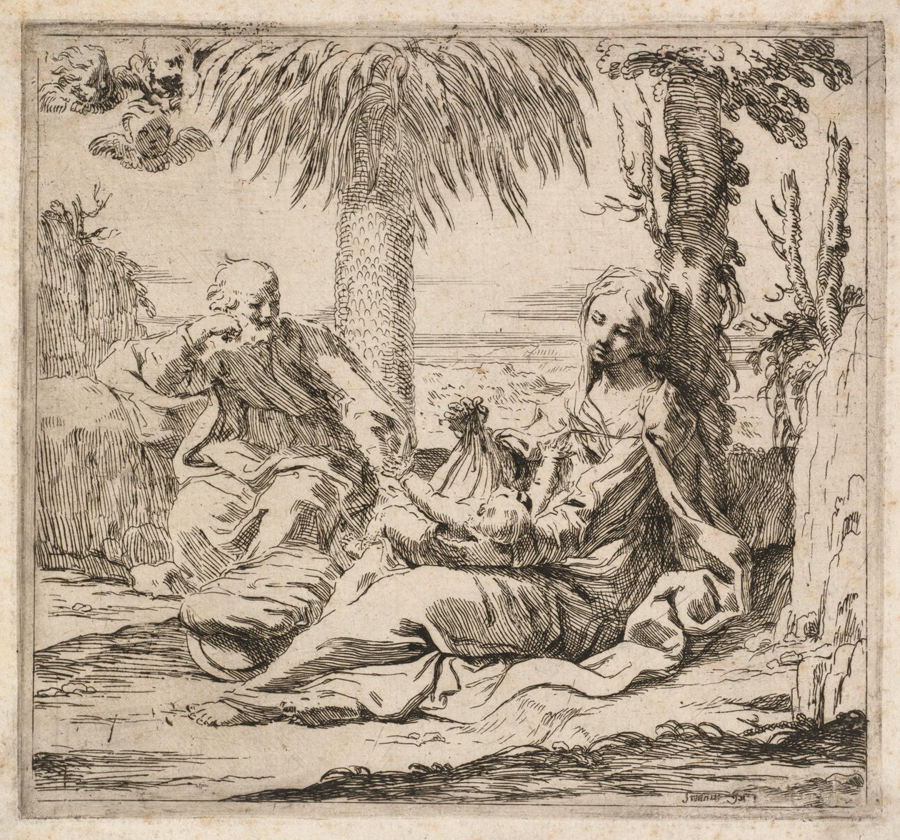 Riposo durante la fuga in Egitto da Elisabetta Sirani
