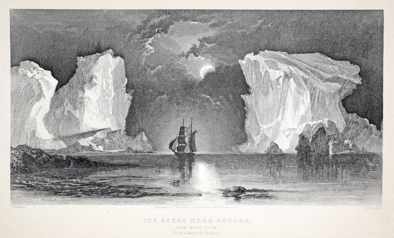 Iceberg vicino a Kosoak, Life Boat Cove, illustrazione da 