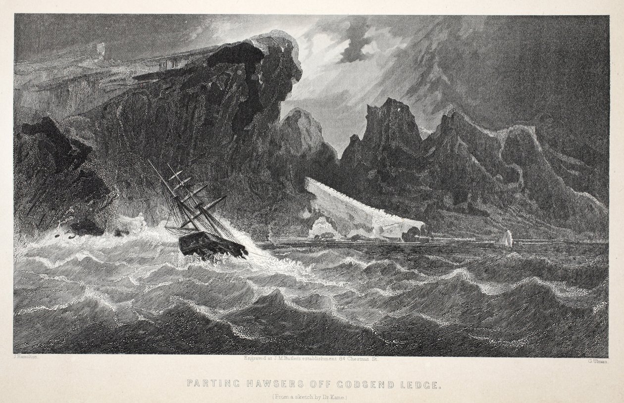 Cavi di separazione al largo di Godsend Ledge, illustrazione da The second Grinnell Expedition in Search of Sir John Franklin, 1856 da Elisha Kane