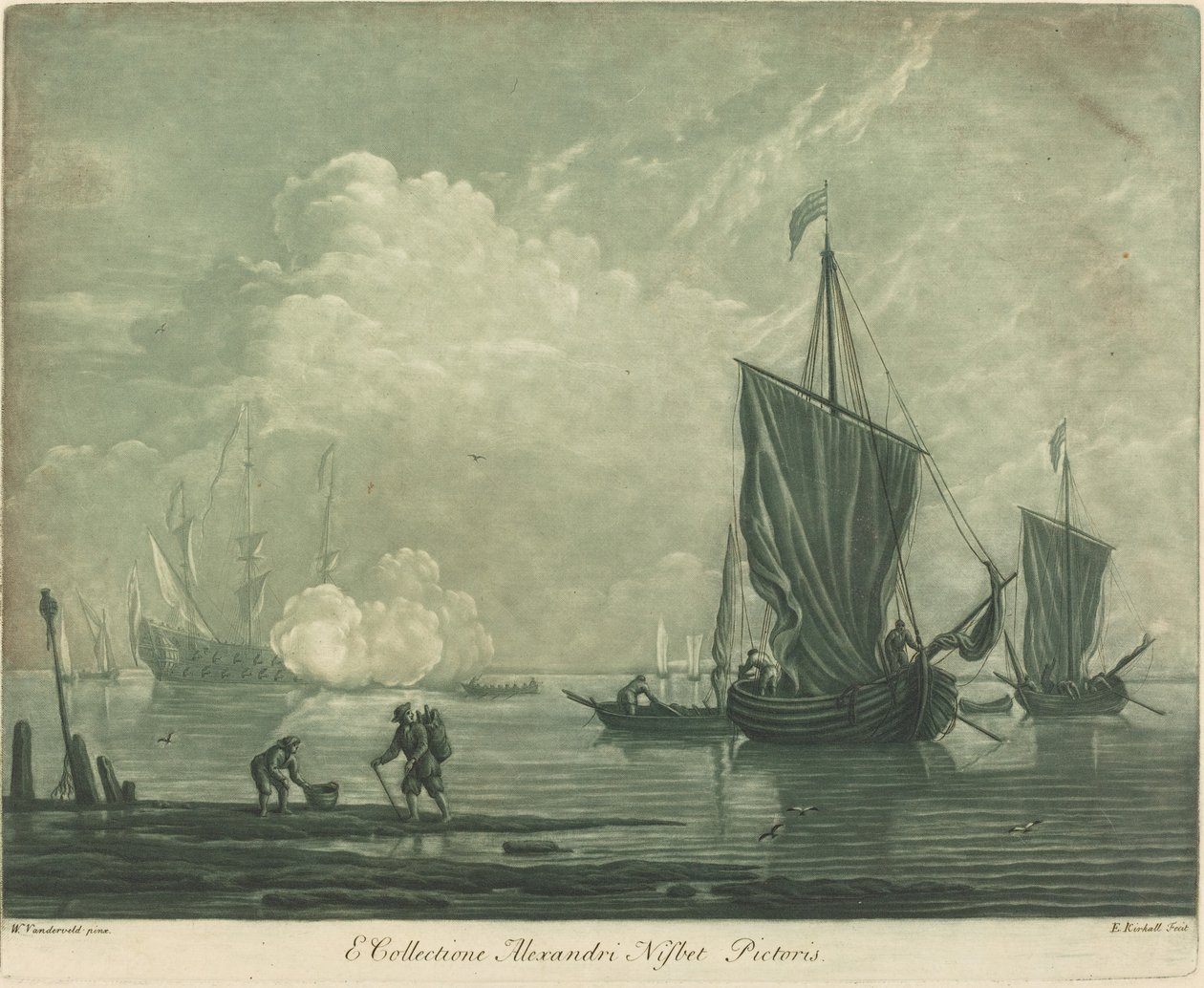 Scena di navigazione dalla collezione di Alexander Nisbit, 1720s da Elisha Kirkall