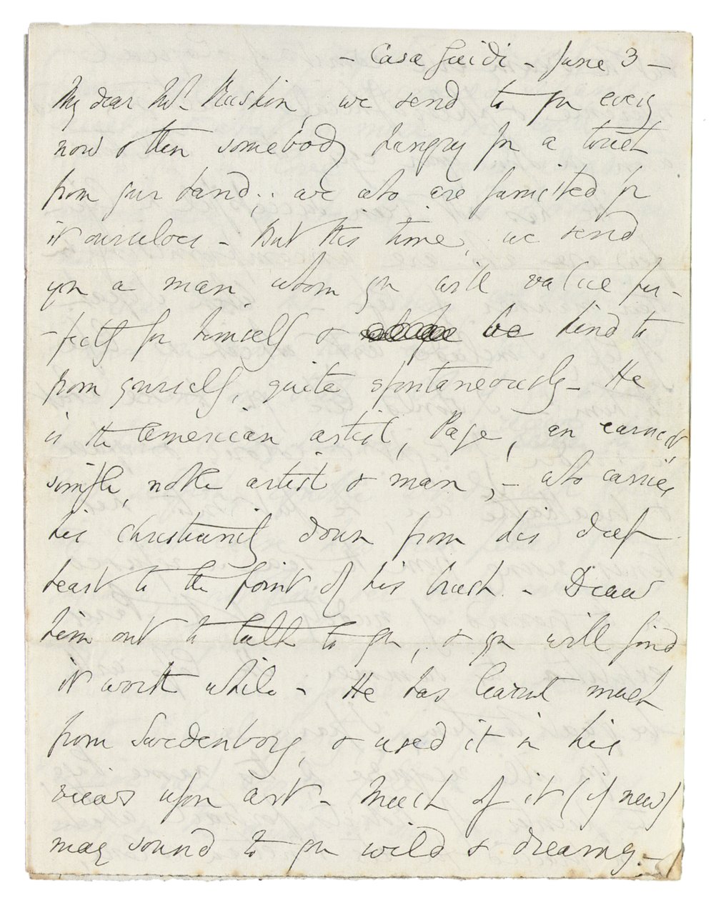 Lettera autografa a John Ruskin, Casa Giudi, Firenze, 3 giugno 1859 da Elizabeth Browning