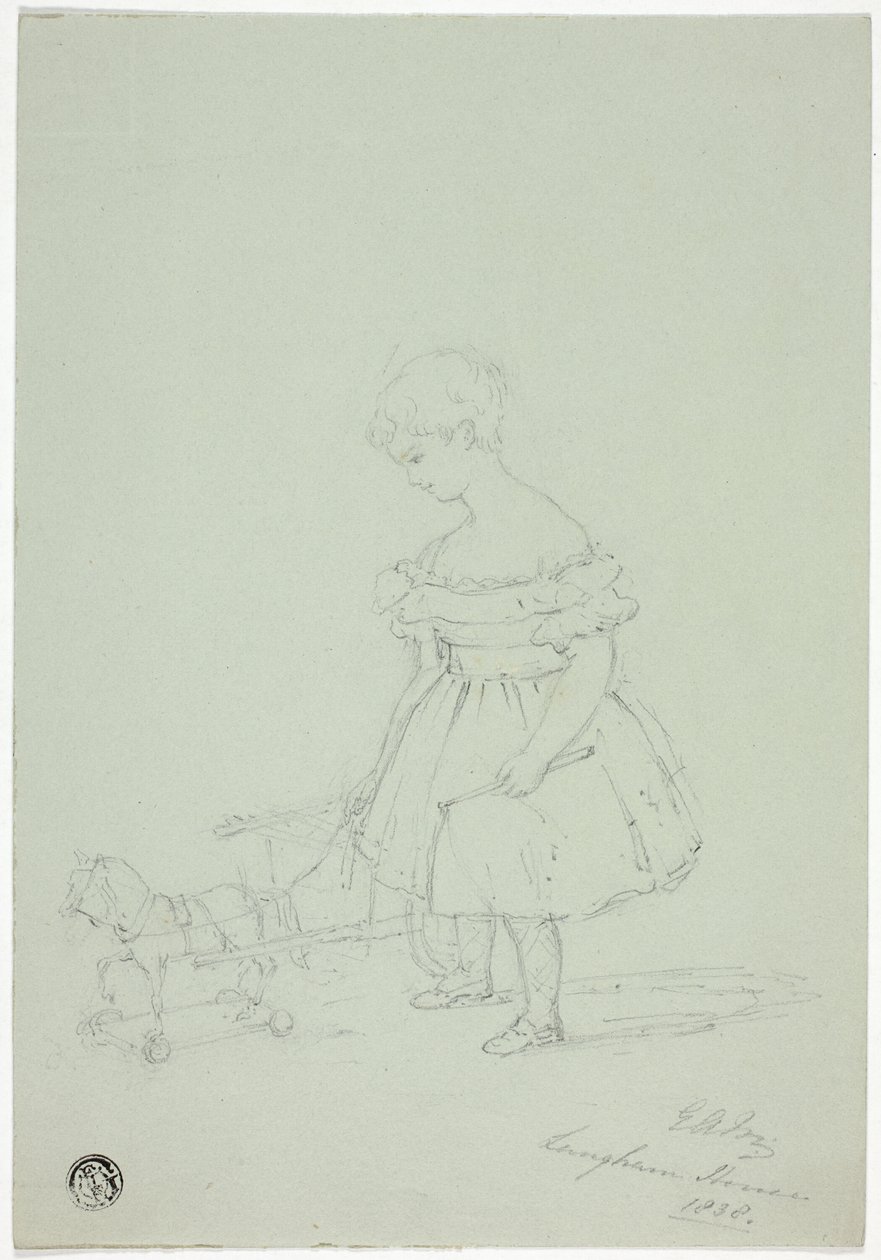 Ragazza con cavallo giocattolo a Langham House da Elizabeth Murray