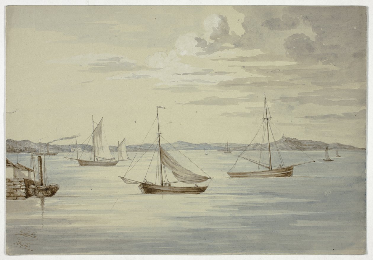 Vista di Inchkeith e delle isole del Firth of Forth da Granton da Elizabeth Murray